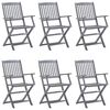 vidaXL Chaises pliables d'extérieur lot de 6 et coussins Bois d'acacia