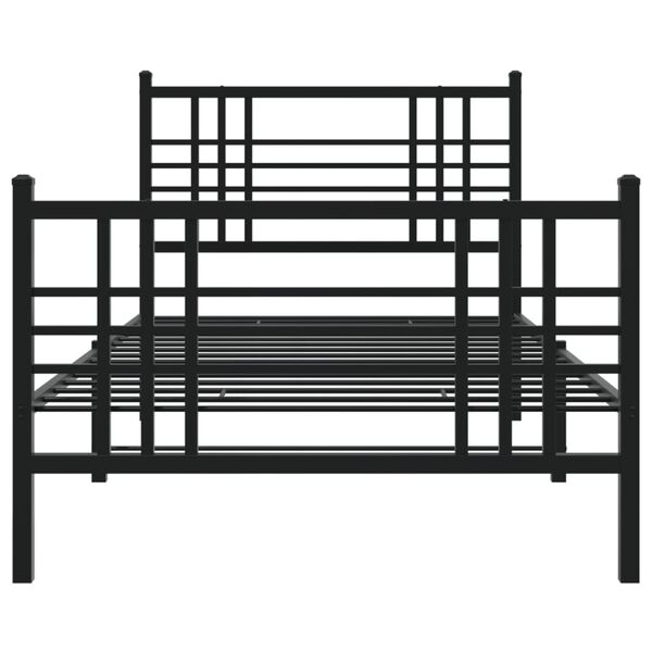 vidaXL Cadre de lit m&eacute;tal sans matelas avec pied de lit noir 100x190cm