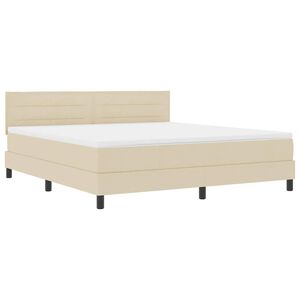 vidaXL Lit &agrave; ressorts avec matelas avec LED Cr&egrave;me 180 x 200 cm tissu