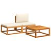 vidaXL Ensemble de canap&eacute;s de jardin 3 pi&egrave;ces avec coussins, bois d'acacia et corde,