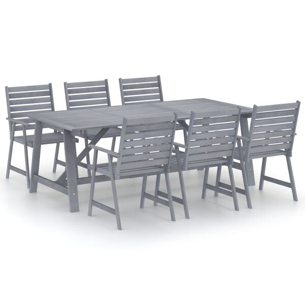 vidaXL Ensemble &agrave; manger de jardin 7 pcs Gris Bois d'acacia massif