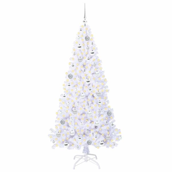 vidaXL Sapin de Noël artificiel avec 300 LED Blanc 180 cm PVC et Acier
