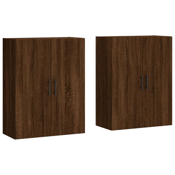 vidaXL Armoires murales 2 pcs ch&ecirc;ne marron 69,5x34x90 cm