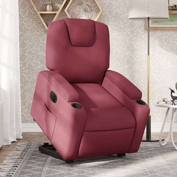 vidaXL Fauteuil inclinable &eacute;lectrique rouge bordeaux tissu