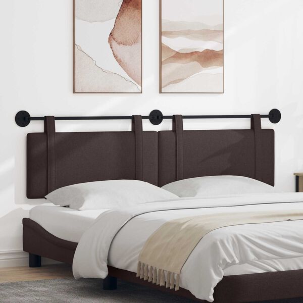 vidaXL T&ecirc;te de lit suspendue Uni Marron fonc&eacute; 190 x 55 x 5 cm tissu