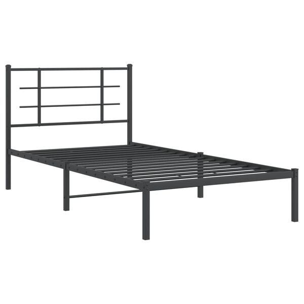 vidaXL Cadre de lit métal sans matelas avec tête de lit noir 107x203cm