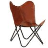 vidaXL Chaise papillon Marron Taille pour enfants Cuir v&eacute;ritable