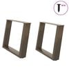 vidaXL Pieds de table basse en U, 2 pi&egrave;ces, acier naturel, 70 x (42-43) cm