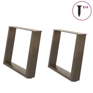 vidaXL Pieds de table basse en U, 2 pi&egrave;ces, acier naturel, 70 x (42-43) cm