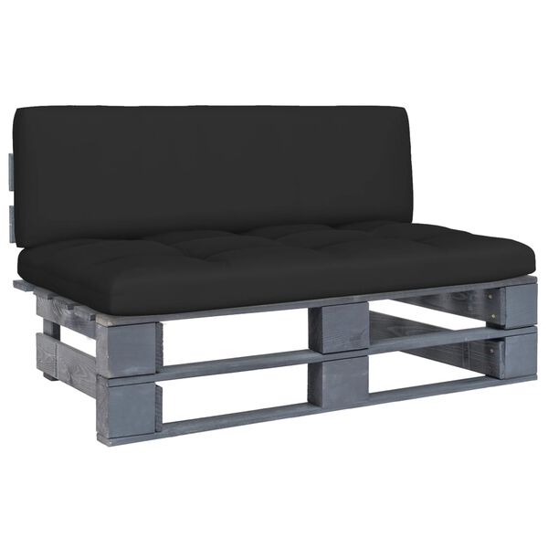 vidaXL Canap&eacute; central palette de jardin Gris Bois de pin impr&eacute;gn&eacute;