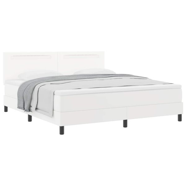 vidaXL Lit &agrave; ressorts avec matelas Blanc 180 x 200 cm Simili cuir
