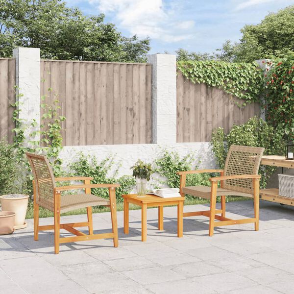 vidaXL Chaises de jardin lot de 2 beige r&eacute;sine tress&eacute;e bois d&rsquo;acacia