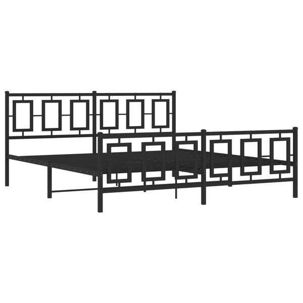 vidaXL Cadre de lit métal sans matelas avec pied de lit noir 183x213cm
