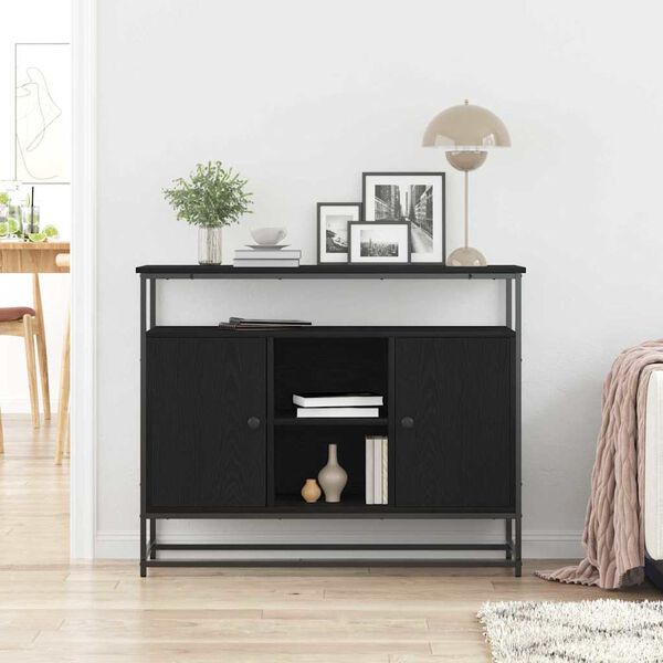 vidaXL Buffet Ch&ecirc;ne noir 100 x 35 x 80 cm Bois d'ing&eacute;nierie