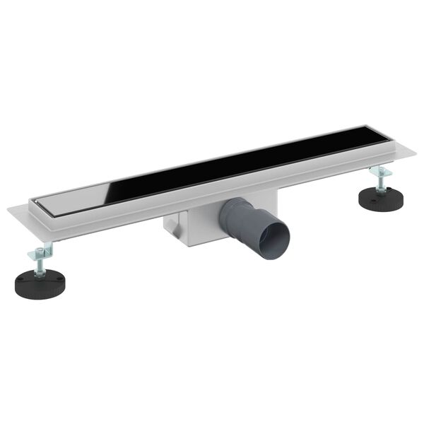 vidaXL Drain de Douche avec Couverture en Verre Noir 60 cm