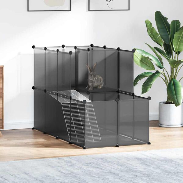 vidaXL Cage pour petits animaux Noir 142x74x93 cm PP et Acier