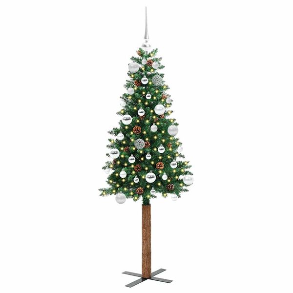 vidaXL Sapin de No&euml;l mince Vert 150 cm PVC et bois de pin massif