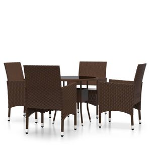 vidaXL Ensemble de bistro de jardin 5 pcs poly rotin et verre tremp&eacute;