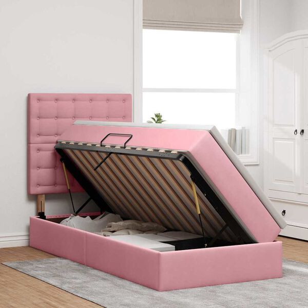 vidaXL Lit avec rangement et matelas Rose 90 x 190 cm Velours