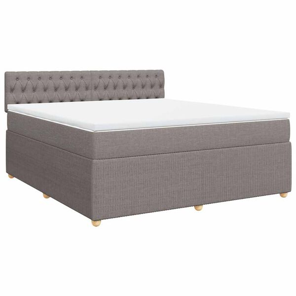 vidaXL Sommier &agrave; lattes de lit avec matelas Taupe 180x200 cm Tissu