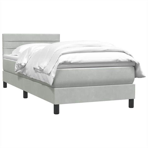 vidaXL Sommier &agrave; lattes de lit et matelas gris clair 90x220 cm velours
