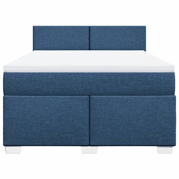 vidaXL Sommier &agrave; lattes de lit avec matelas Bleu 160x200 cm Tissu