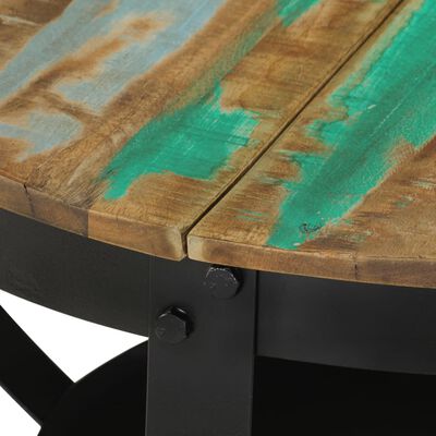 vidaXL Table basse Ø 68x43 cm bois massif récupéré et fer