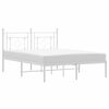 vidaXL Cadre de lit m&eacute;tal sans matelas et t&ecirc;te de lit blanc 135x190 cm