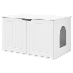 vidaXL Maison pour chat Blanc 85 x 55 x 50,5 cm Bois d'ing&eacute;nierie
