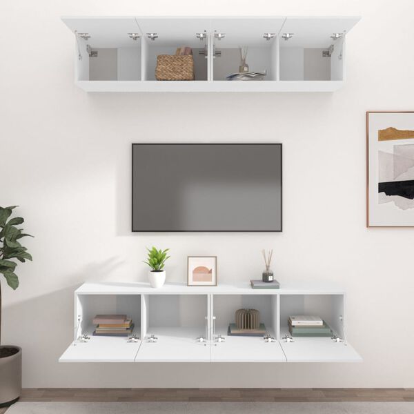 vidaXL Meubles TV 4 pcs blanc 80x30x30 cm bois d'ingénierie