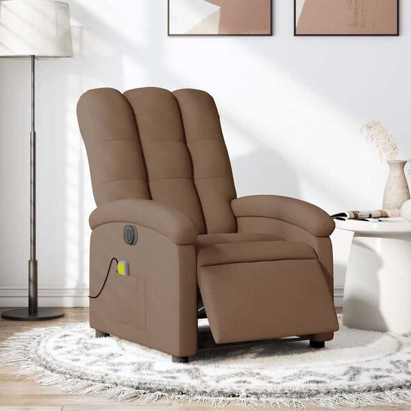 vidaXL Fauteuil inclinable de massage &eacute;lectrique marron tissu