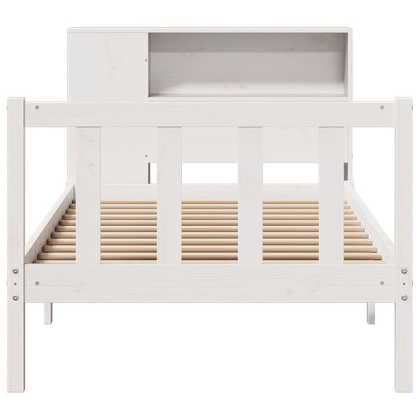 vidaXL Lit bibliothèque sans matelas blanc 90x200cm bois de pin massif