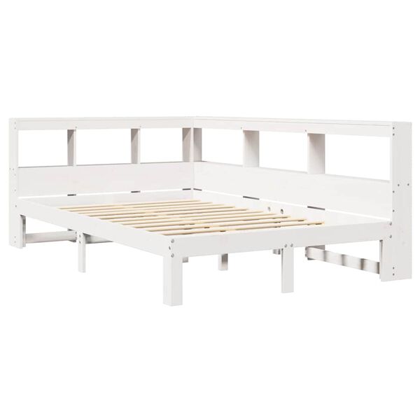 vidaXL Lit bibliothèque sans matelas blanc 135x190 cm bois pin massif