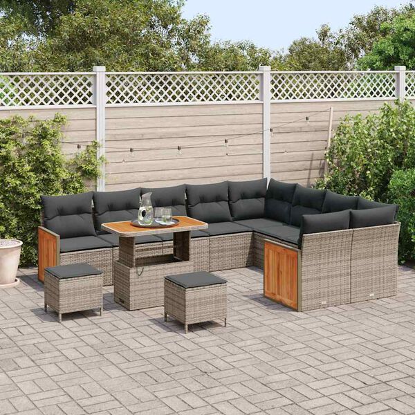 vidaXL Ensemble de canap&eacute; de jardin 12 pcs Gris 90 x 55 x 71 cm