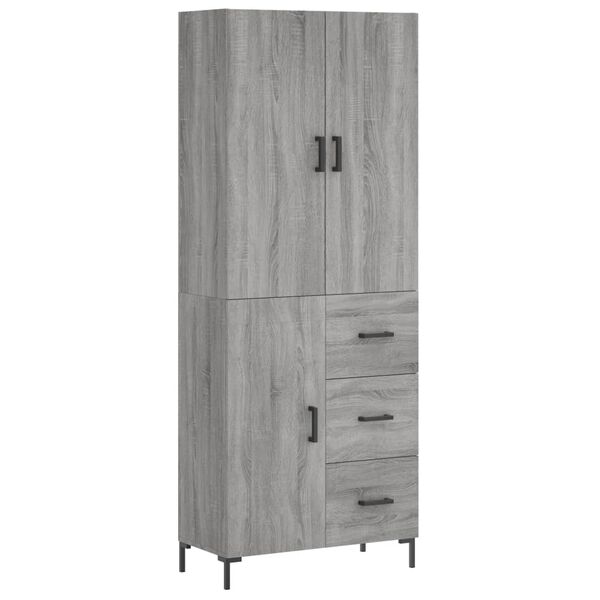 vidaXL Buffet haut Sonoma gris 69,5x34x180 cm Bois d'ing&eacute;nierie