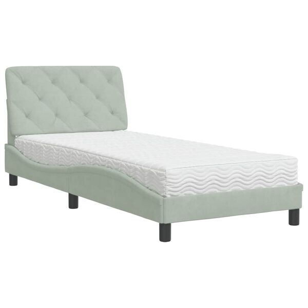 vidaXL Lit avec matelas gris clair 80x200 cm velours