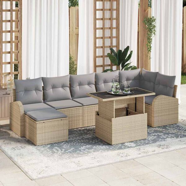 vidaXL Ensemble de canap&eacute; de jardin 8 pcs beige et gris clair