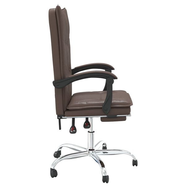 vidaXL Fauteuil inclinable de bureau Marron Similicuir