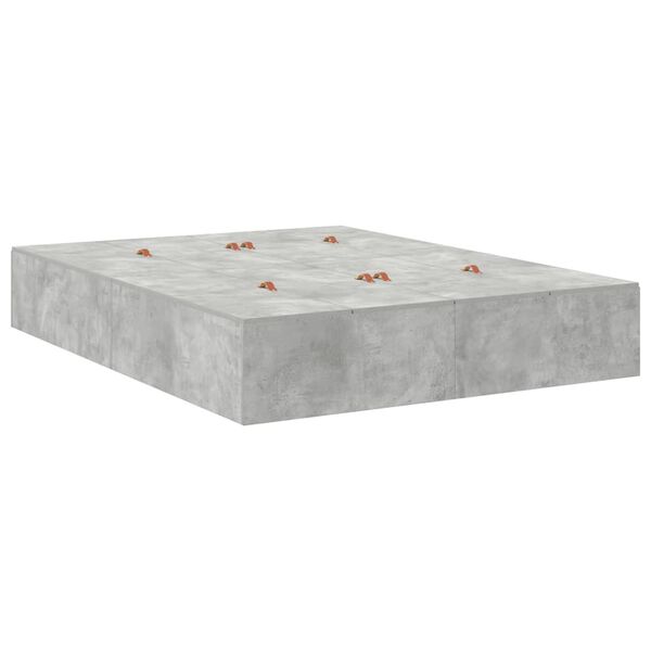 vidaXL Cadre de lit avec rangement Gris béton 135 x 190 cm