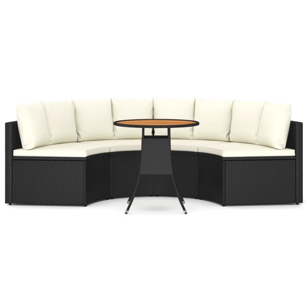 vidaXL Salon de jardin 5 pcs avec coussins R&eacute;sine tress&eacute;e Noir