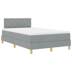 vidaXL Lit &agrave; ressort LED avec matelas Gris clair 120 x 190 cm tissu