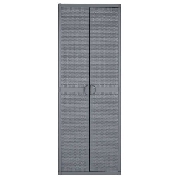 vidaXL Armoire de rangement de jardin gris 65x45x172 cm PP rotin