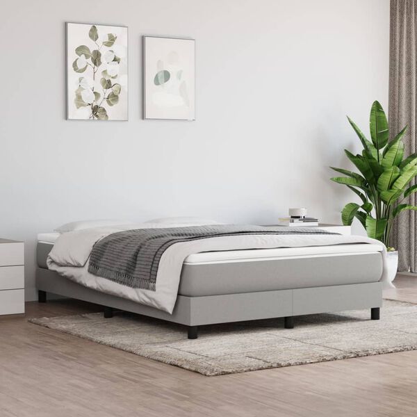 vidaXL Sommier &agrave; lattes de lit avec matelas Gris clair 140x200cm Tissu