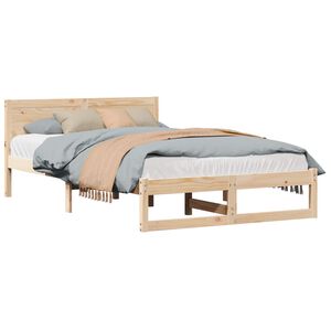 vidaXL Cadre de lit avec t&ecirc;te de lit Naturel 140 x 190 cm Pin massif