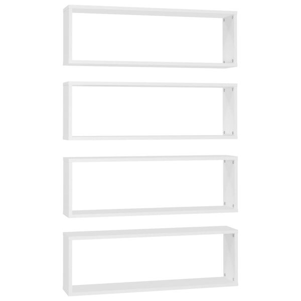 vidaXL &Eacute;tag&egrave;res cube murales 4pcs Blanc 80x15x26,5cm bois d'ing&eacute;nierie