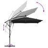 vidaXL Parasol banane &agrave; m&acirc;t d&eacute;port&eacute; Noir 249 x 249 x 250 cm