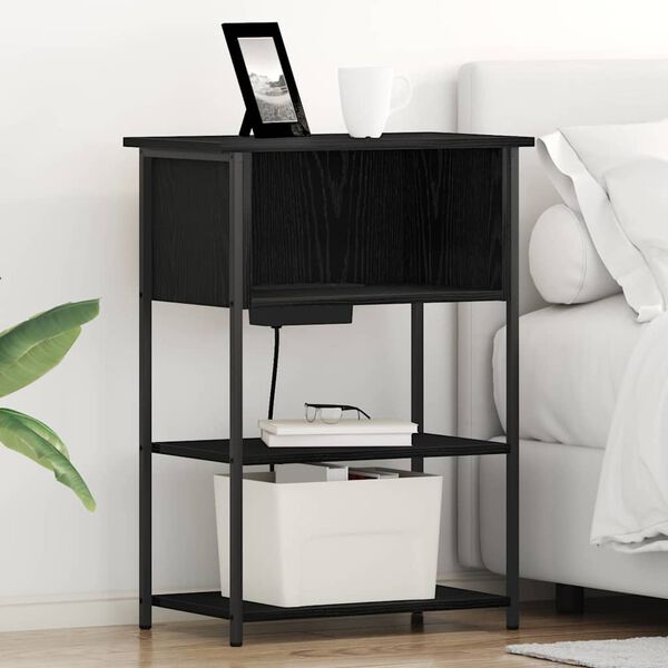vidaXL Cabinet de chevet Ch&ecirc;ne noir 55 x 31 x 76 cm Bois d'ing&eacute;nierie