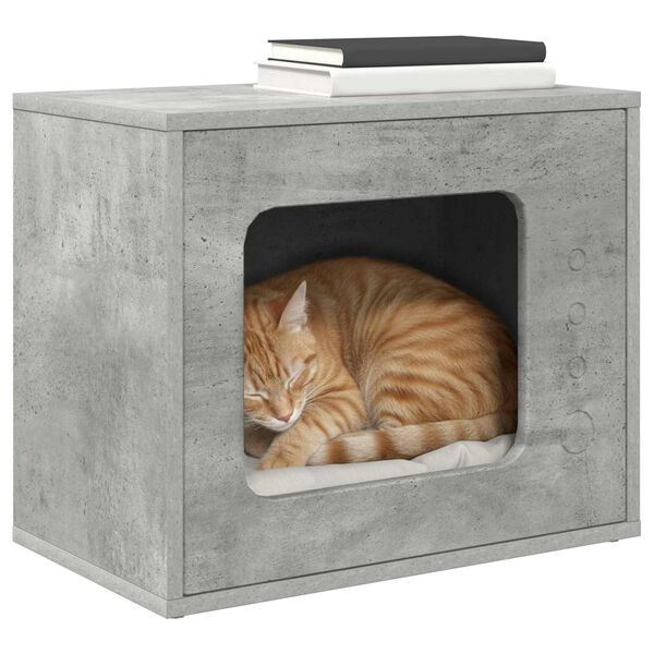 vidaXL Maison pour chat B&eacute;ton 51 x 30 x 42,5 cm Bois d'ing&eacute;nierie