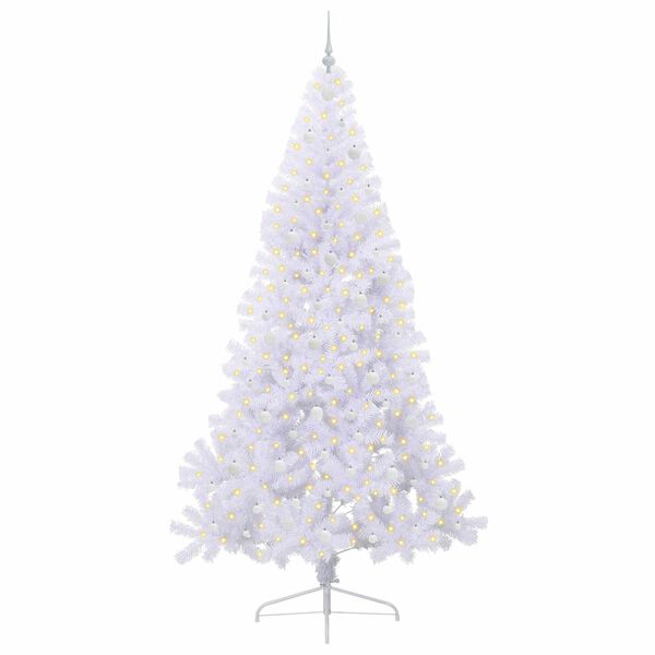 vidaXL Sapin de Noël artificiel avec 300 LED Blanc 240 cm PVC et Acier