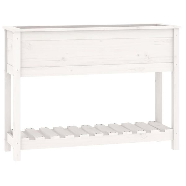 vidaXL Jardini&egrave;re et &eacute;tag&egrave;re Blanc 111,5x34,5x81 cm Bois massif de pin
